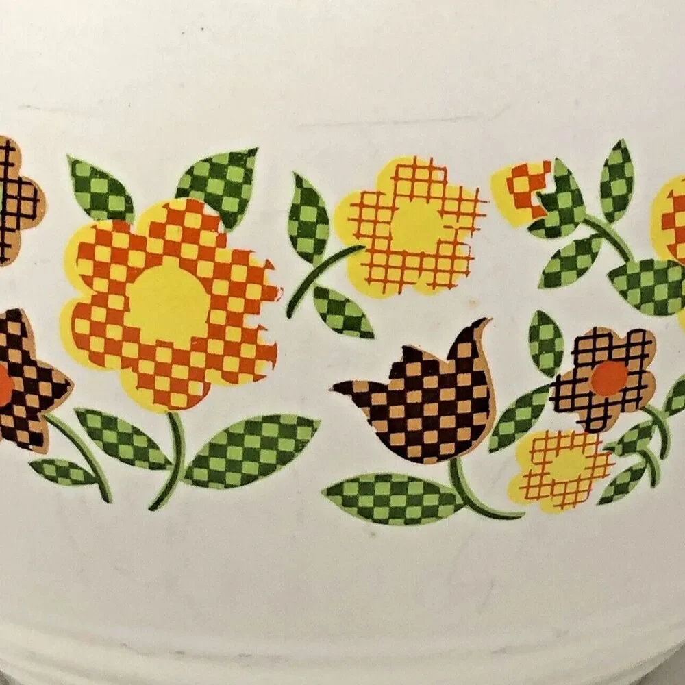 McCoy Pottery Teapot Vintage 70s Gingham Flowers Cottagecore Farmcore# 140 USA